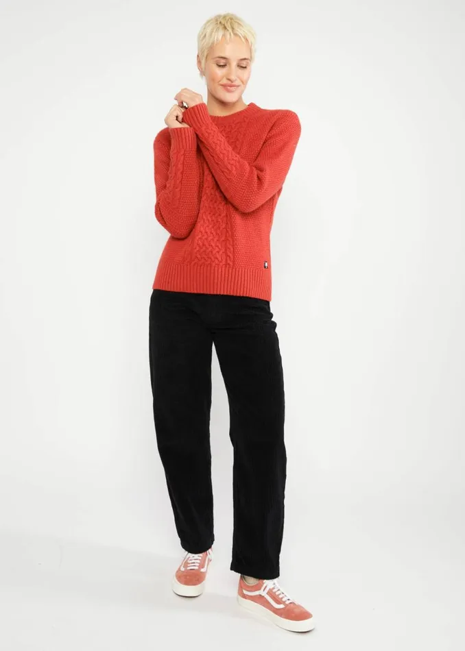 Blutsgeschwister Knitted Jumper All About Aran Red Women Knitted Jumpers