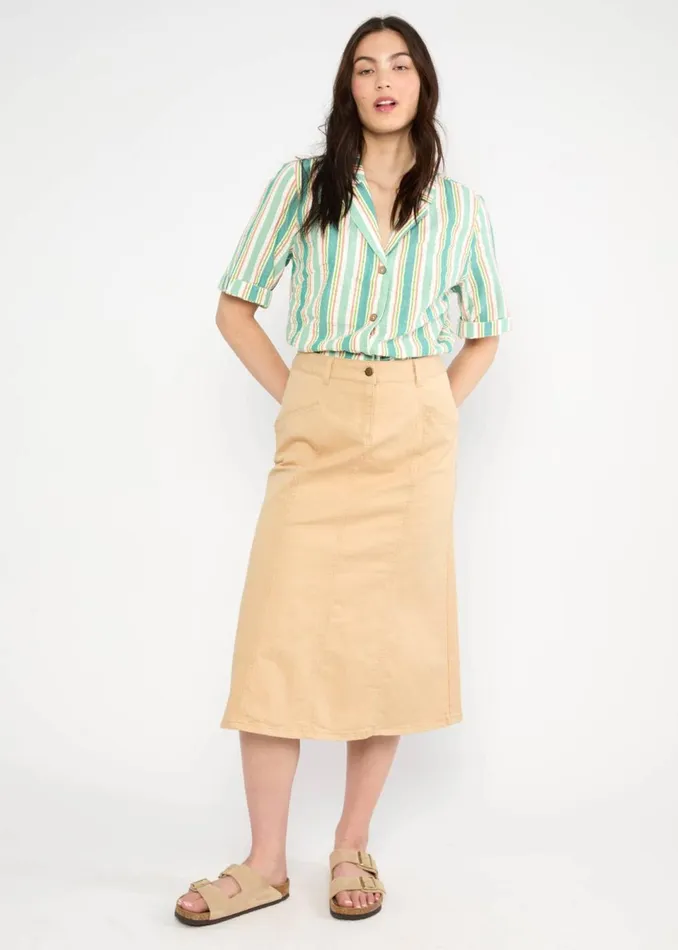 Blutsgeschwister Seersucker Shirt Shimmy Chic Green Women Tops