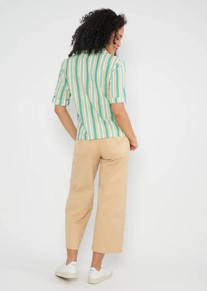 Blutsgeschwister Seersucker Shirt Shimmy Chic Green Women Tops