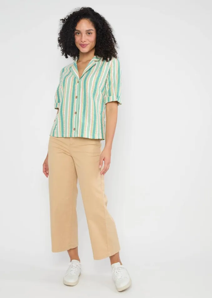 Blutsgeschwister Seersucker Shirt Shimmy Chic Green Women Tops