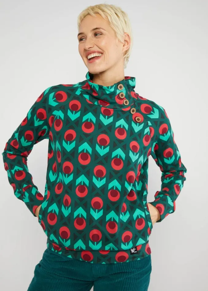 Blutsgeschwister Sweatshirt Oh So Nett Green Women Sweatshirts and Hoodies