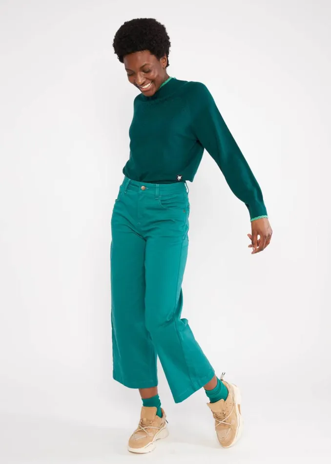 Blutsgeschwister Trousers High Waist Culotte Green Women Trousers