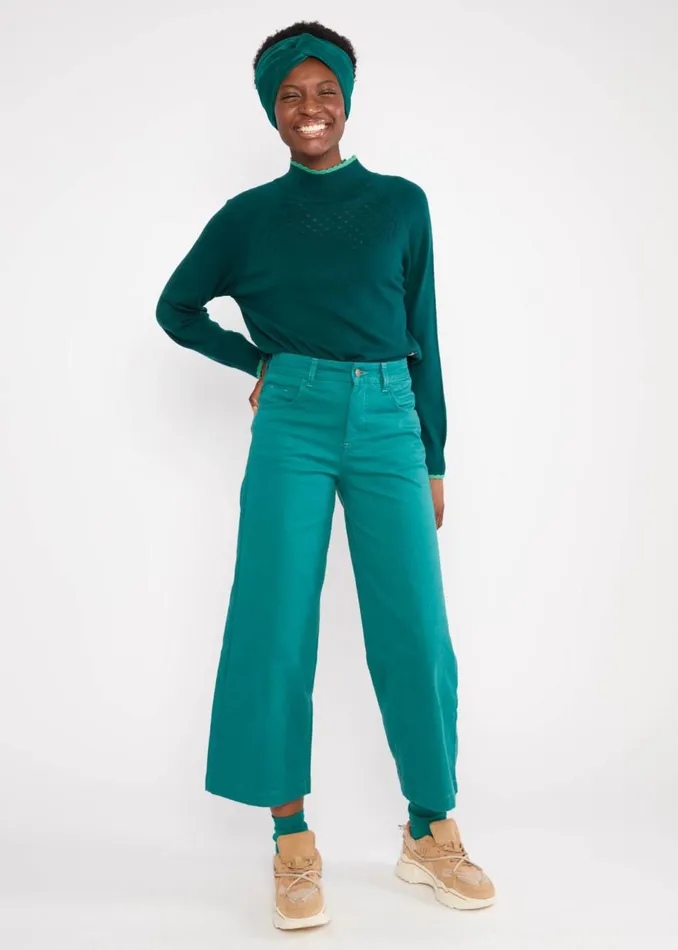 Blutsgeschwister Trousers High Waist Culotte Green Women Trousers