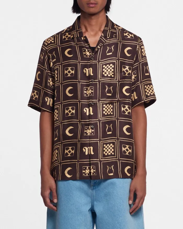 Bodil Printed SilkTwill Shirt Apricot Kopjafa Men Nanushka Shirts