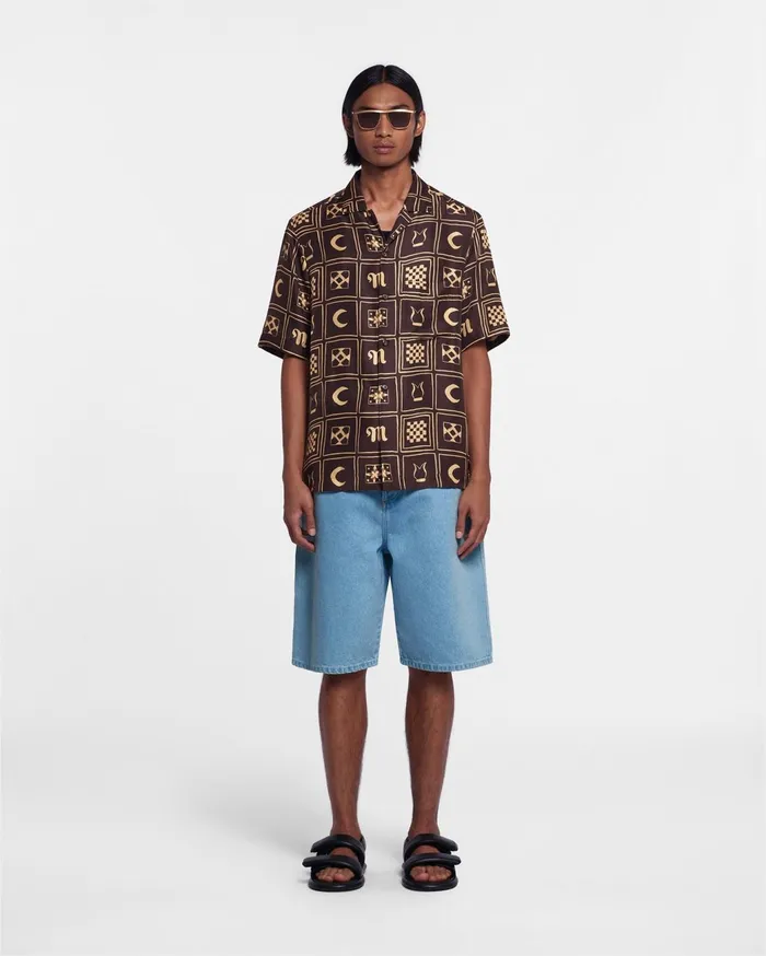 Bodil Printed SilkTwill Shirt Apricot Kopjafa Men Nanushka Shirts