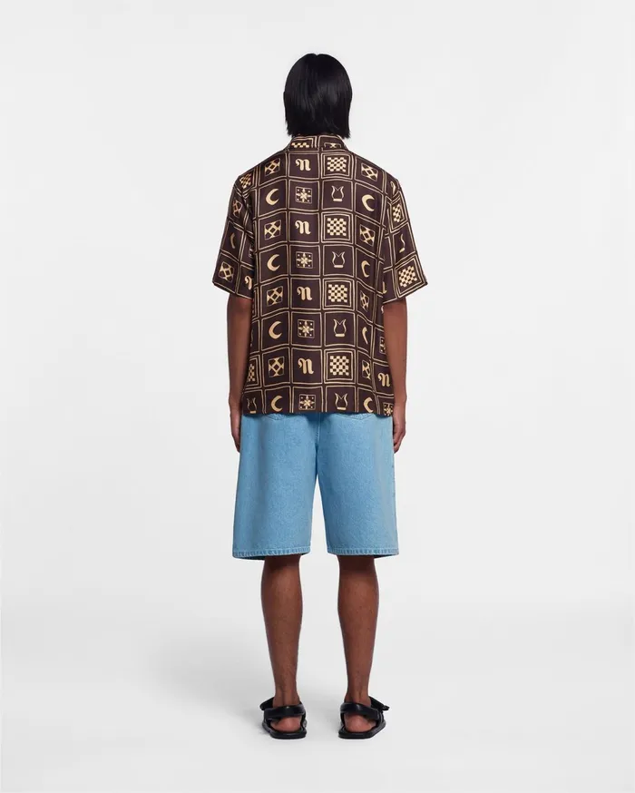 Bodil Printed SilkTwill Shirt Apricot Kopjafa Men Nanushka Shirts
