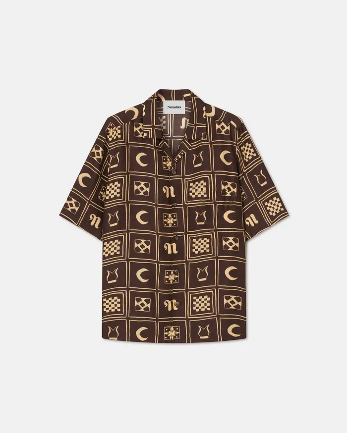 Bodil Printed SilkTwill Shirt Apricot Kopjafa Men Nanushka Shirts