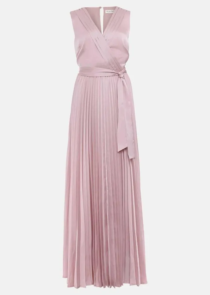 Bonnie Pleat Wrap Satin Maxi Dress Pink Women Phase Eight Dresses