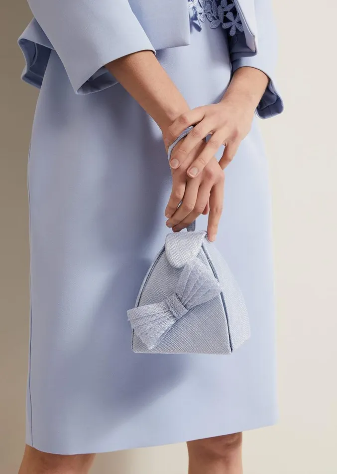 Bow Front Top Handle Bag Pale Blue Women Phase Eight Bags and Clutches