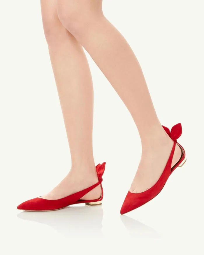 Bow Tie Ballet Red Women Aquazzura Flats Bow Tie Ballet Red Women Aquazzura Flats