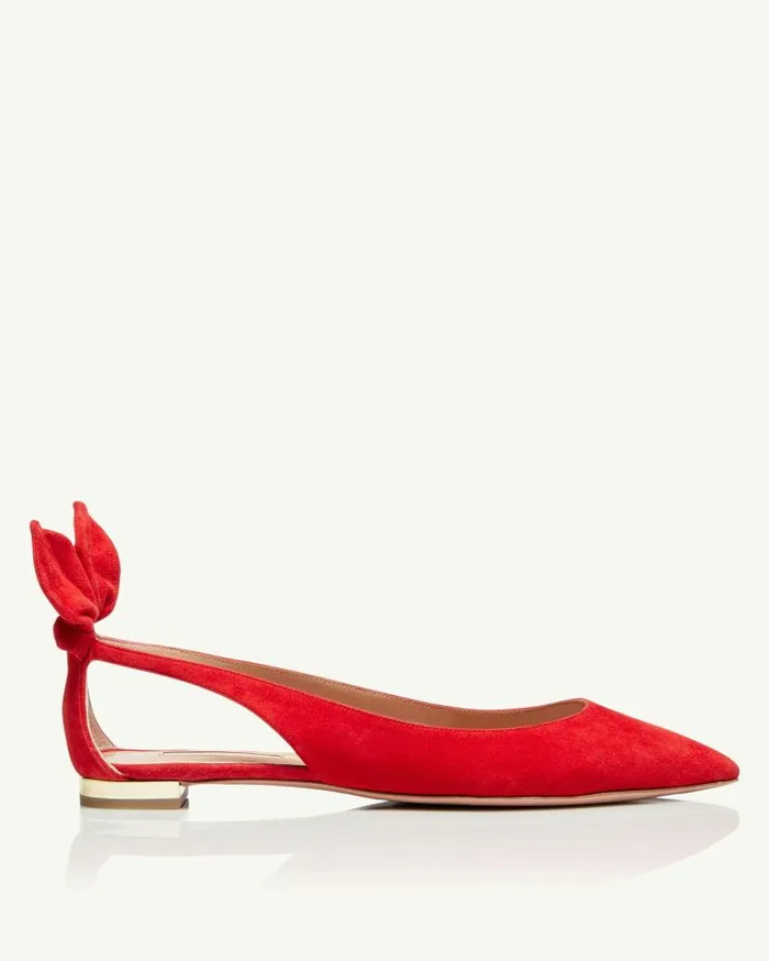 Bow Tie Ballet Red Women Aquazzura Flats Bow Tie Ballet Red Women Aquazzura Flats