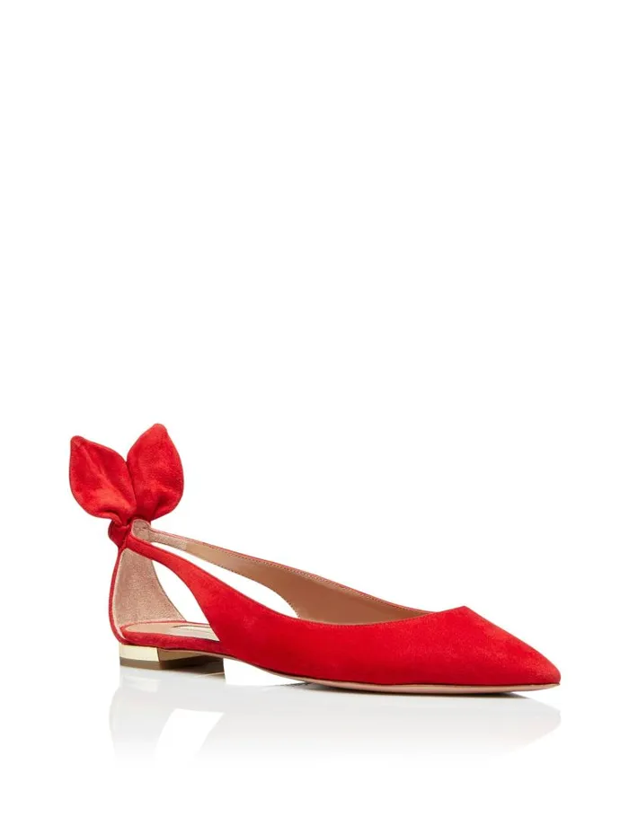 Bow Tie Ballet Red Women Aquazzura Flats Bow Tie Ballet Red Women Aquazzura Flats