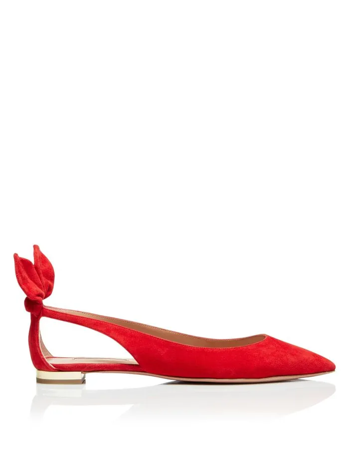 Bow Tie Ballet Red Women Aquazzura Flats Bow Tie Ballet Red Women Aquazzura Flats