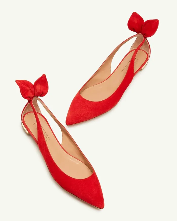 Bow Tie Ballet Red Women Aquazzura Flats Bow Tie Ballet Red Women Aquazzura Flats