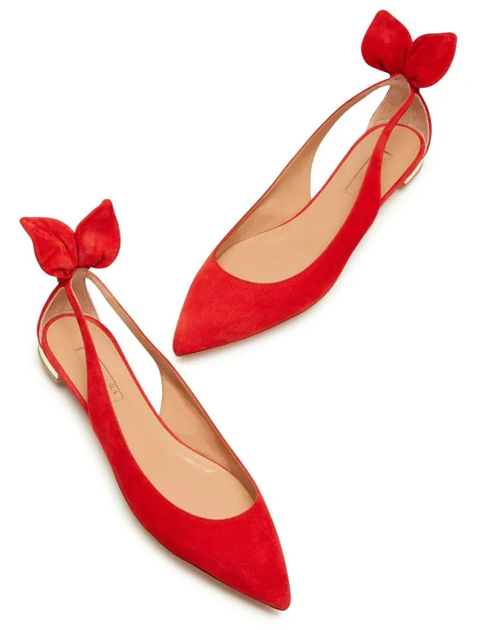 Bow Tie Ballet Red Women Aquazzura Flats Bow Tie Ballet Red Women Aquazzura Flats