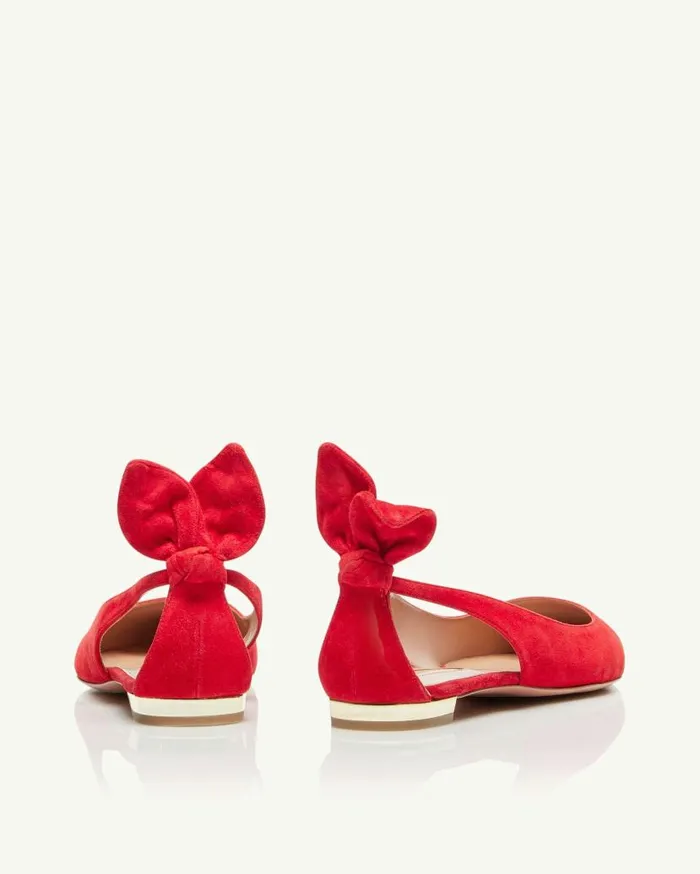 Bow Tie Ballet Red Women Aquazzura Flats Bow Tie Ballet Red Women Aquazzura Flats