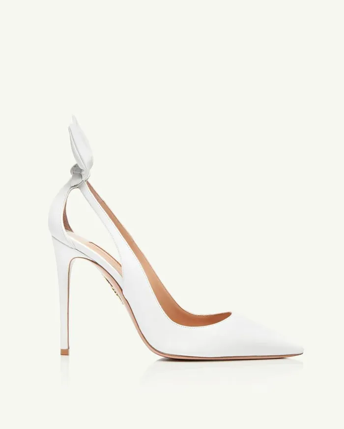 Bow Tie Pump 105 White Women Aquazzura Essentials Bow Tie Pump 105 White Women Aquazzura Essentials
