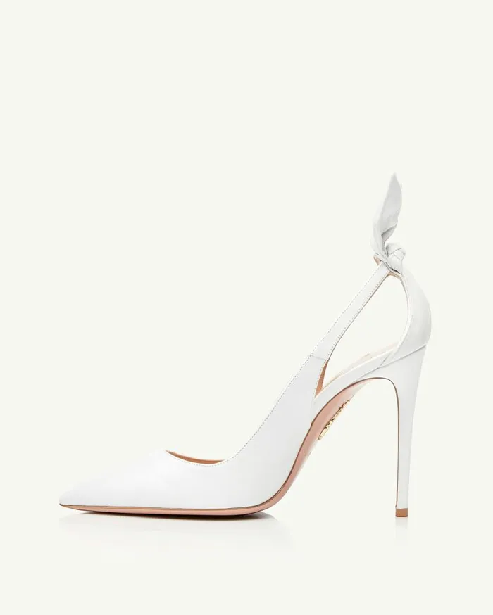 Bow Tie Pump 105 White Women Aquazzura Essentials Bow Tie Pump 105 White Women Aquazzura Essentials