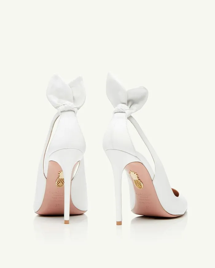 Bow Tie Pump 105 White Women Aquazzura Essentials Bow Tie Pump 105 White Women Aquazzura Essentials