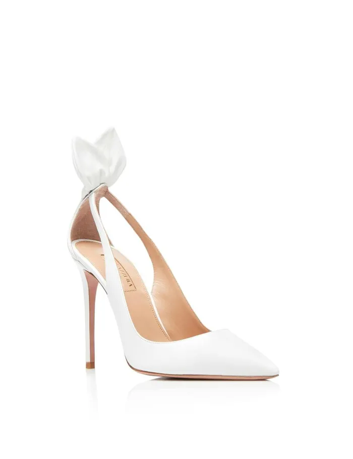 Bow Tie Pump 105 White Women Aquazzura Essentials Bow Tie Pump 105 White Women Aquazzura Essentials
