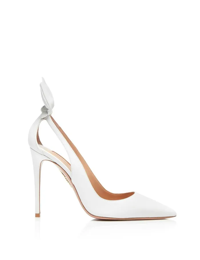 Bow Tie Pump 105 White Women Aquazzura Essentials Bow Tie Pump 105 White Women Aquazzura Essentials