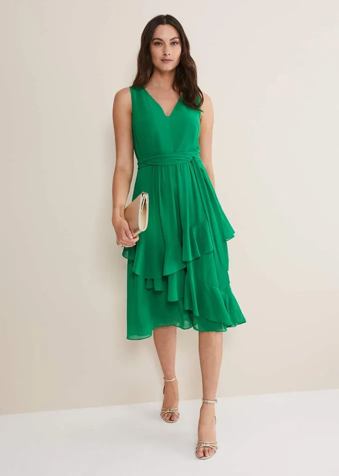 Breesha Green Midaxi Dress Grass Green Women Phase Eight Dresses