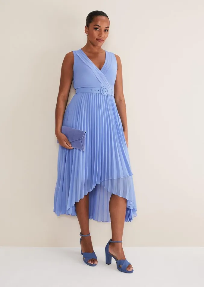 Brianna Pleated Midaxi Dress Cornflower Women Phase Eight Dresses