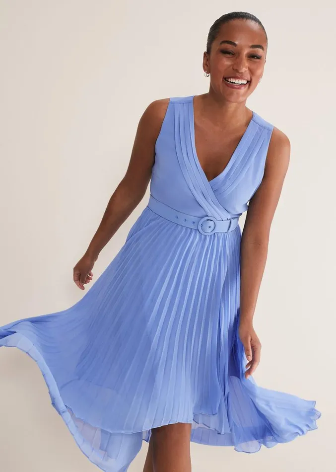 Brianna Pleated Midaxi Dress Cornflower Women Phase Eight Dresses