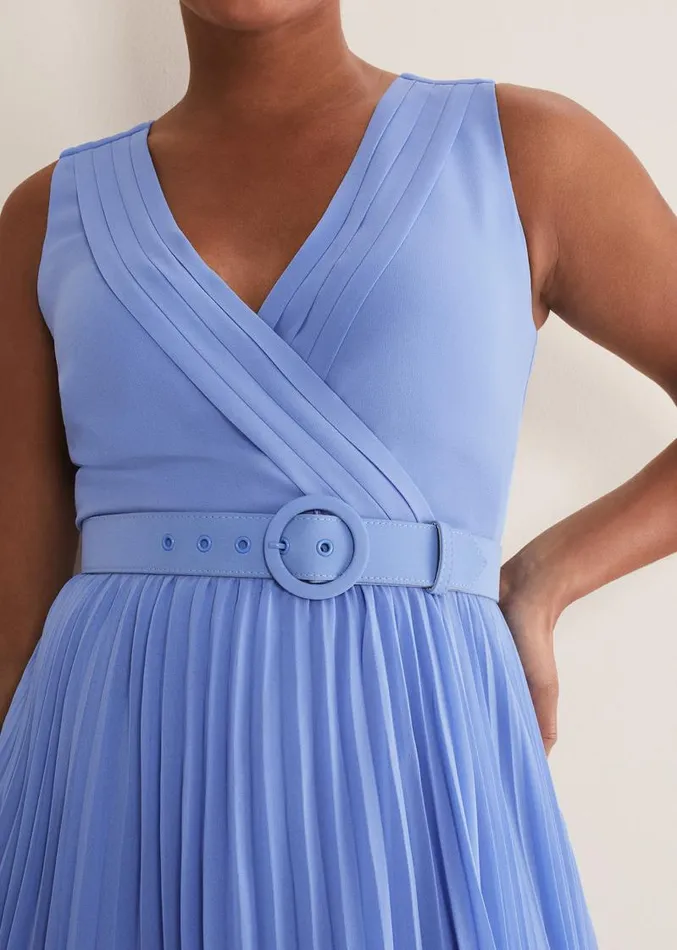 Brianna Pleated Midaxi Dress Cornflower Women Phase Eight Dresses