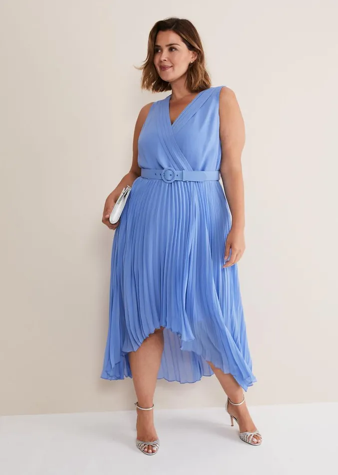 Brianna Pleated Midaxi Dress Cornflower Women Phase Eight Dresses