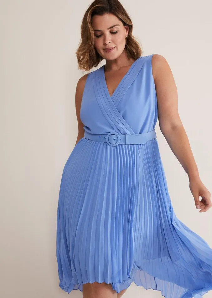 Brianna Pleated Midaxi Dress Cornflower Women Phase Eight Dresses