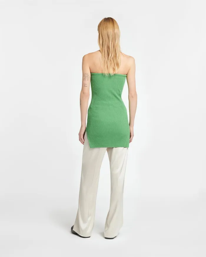 Brynn Ribbed Sleeveless Top Green Women Nanushka Tops