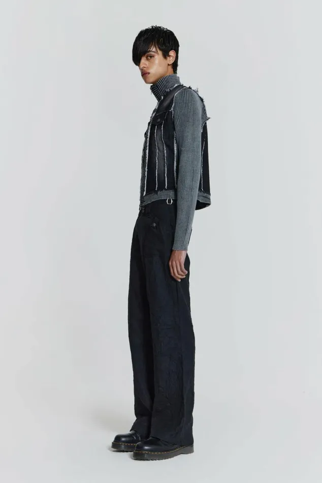 Cage Denim Knit Track Top Black Men Jaded London Cage Denim Knit Track Top Black Men Jaded London
