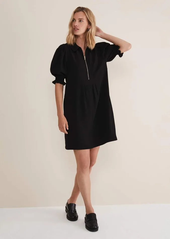 Candice Black Zip Mini Dress Black Women Phase Eight Dresses