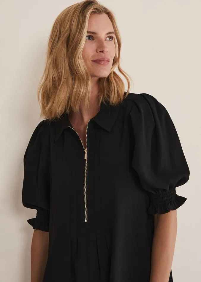 Candice Black Zip Mini Dress Black Women Phase Eight Dresses