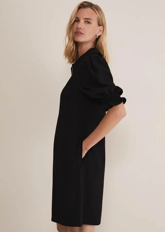 Candice Black Zip Mini Dress Black Women Phase Eight Dresses