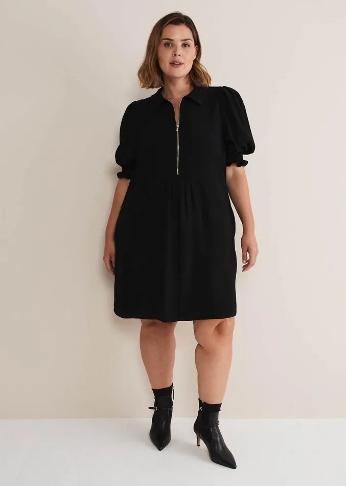 Candice Black Zip Mini Dress Black Women Phase Eight Dresses