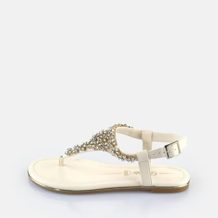 Capri Flower Cream Buffalo Sandals and Slides
