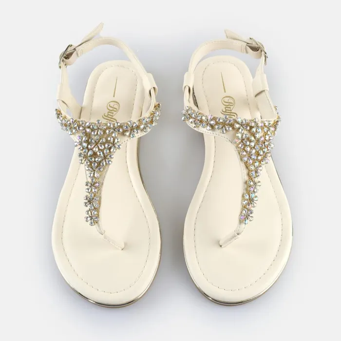 Capri Flower Cream Buffalo Sandals and Slides