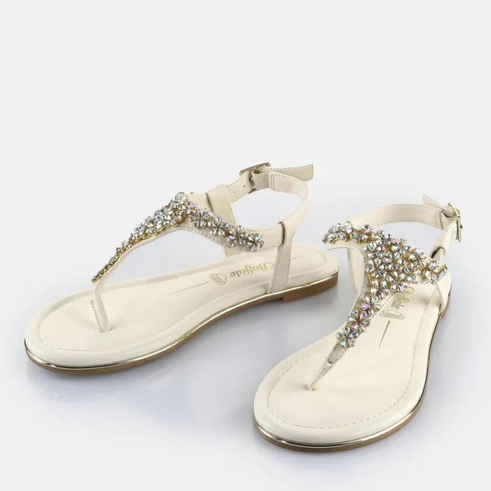 Capri Flower Cream Buffalo Sandals and Slides