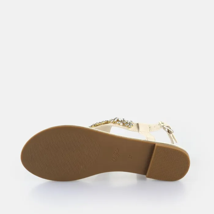 Capri Flower Cream Buffalo Sandals and Slides