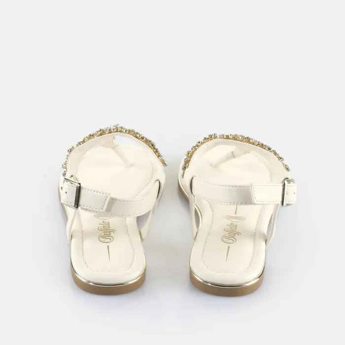 Capri Flower Cream Buffalo Sandals and Slides