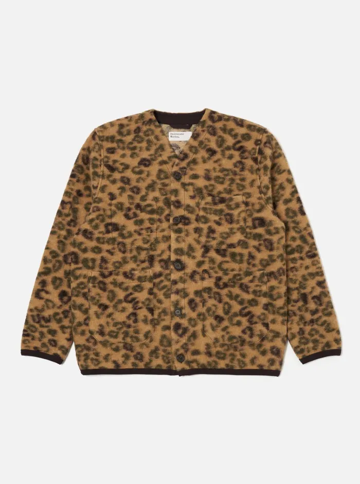 Cardigans Men Universal Works Universal Works Cardigan In Camo Leopard Fleece