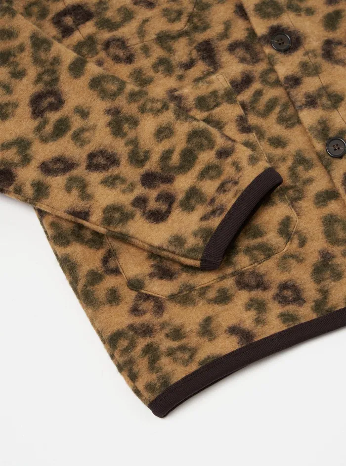 Cardigans Men Universal Works Universal Works Cardigan In Camo Leopard Fleece