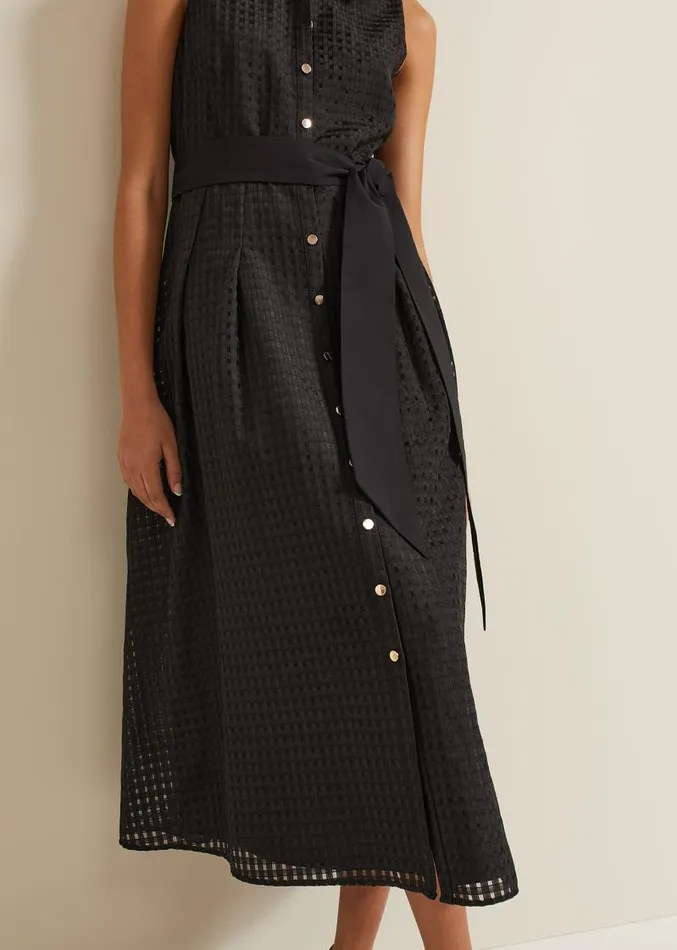 Carey Sleeveless Check Midi Dress Black Women Phase Eight Dresses