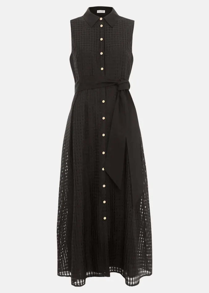 Carey Sleeveless Check Midi Dress Black Women Phase Eight Dresses