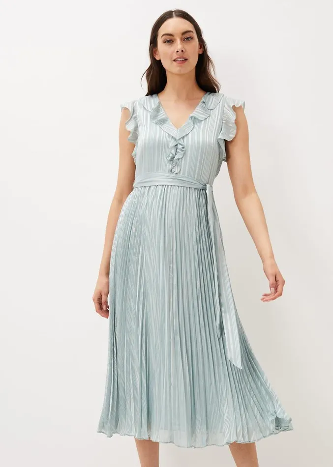 Carmella Pleated Dress Pale Sage Women Phase Eight Dresses