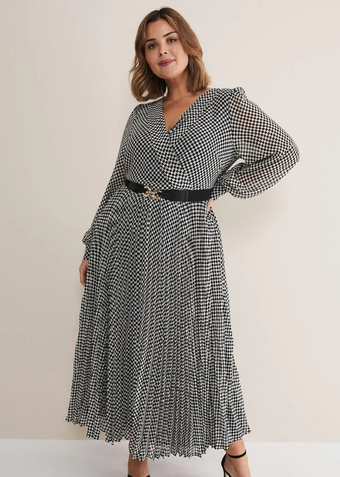 Carmen Checked Midaxi Dress Blackwhite Women Phase Eight Dresses
