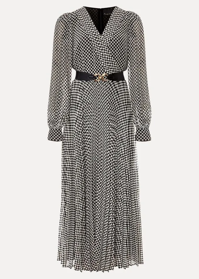 Carmen Checked Midaxi Dress Blackwhite Women Phase Eight Dresses