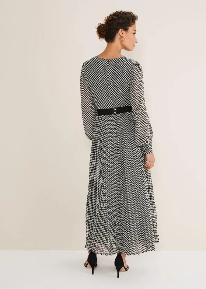 Carmen Checked Midaxi Dress Blackwhite Women Phase Eight Dresses